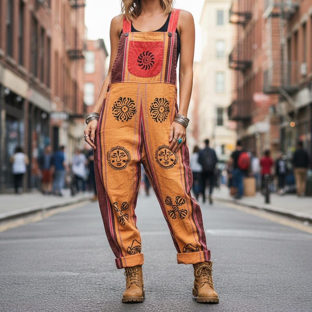 Guru-Shop Relaxhose Latzhose, Ethno Style Boho oversize Einteiler,.. alternative Bekleidung