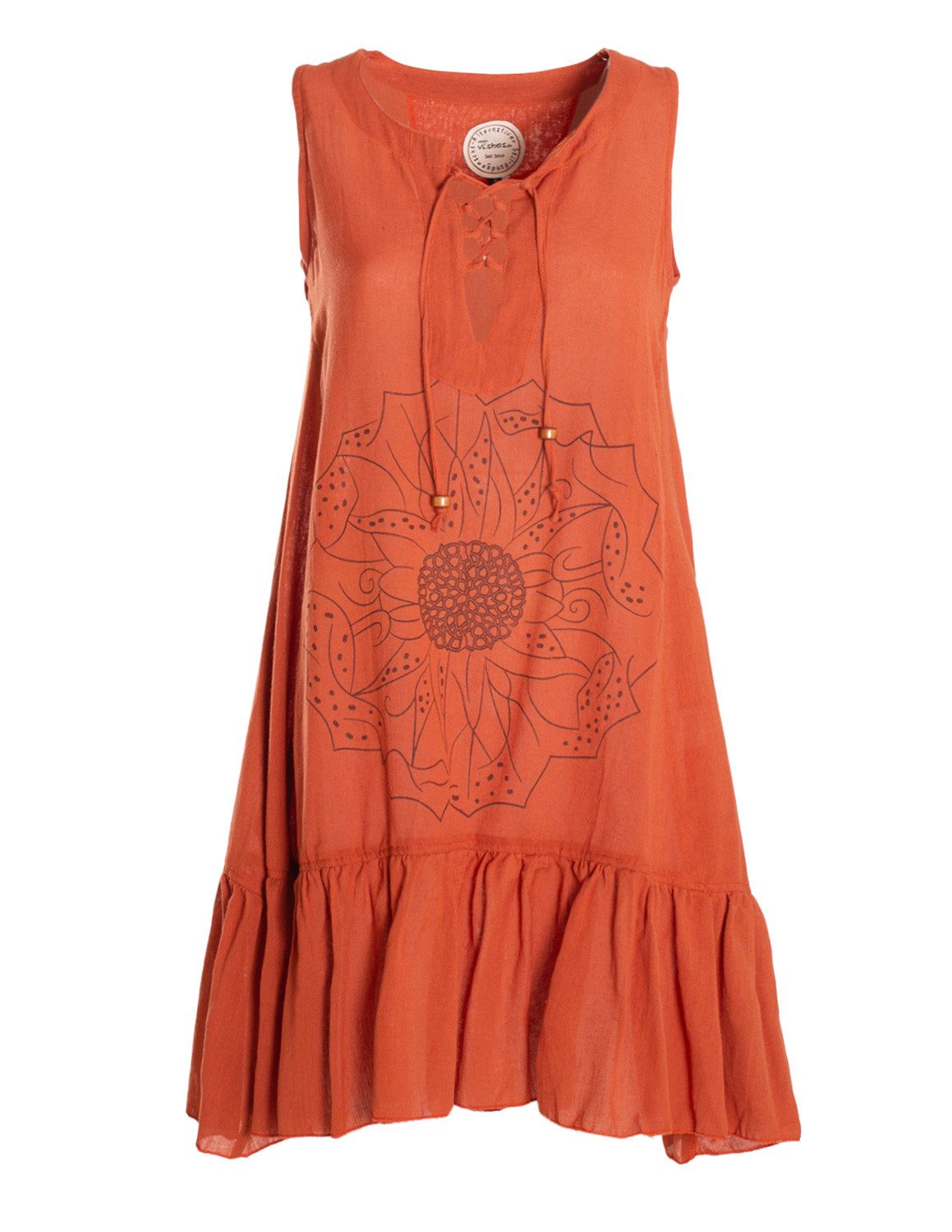 Vishes Tunikakleid Damen Hängerkleid Baumwolle Blumen Lagenlook mit Schnüre günstig online kaufen