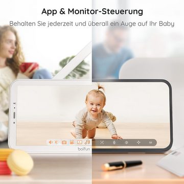 Boifun Babyphone Babyphone mit Kamera ApP 5 Zoll LCD-Display Babyfon PT 350°/55, Automatisches AI-Tracking, Zonenalarme, 1080P HD, 4×Zoom, Zonenalarme, 1-tlg., Bewegungs/Geräuscherkennung,Automatische Verfolgung, 4xVergröBerung,Bereich Alarm