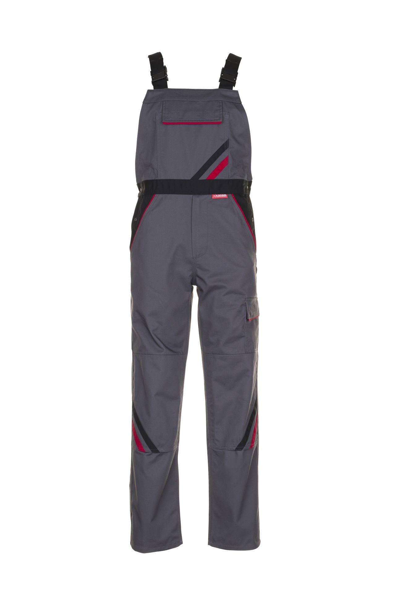 Planam Arbeitslatzhose PLANAM Herren Latzhose HIGHLINE Schiefer/Schwarz/Rot 52