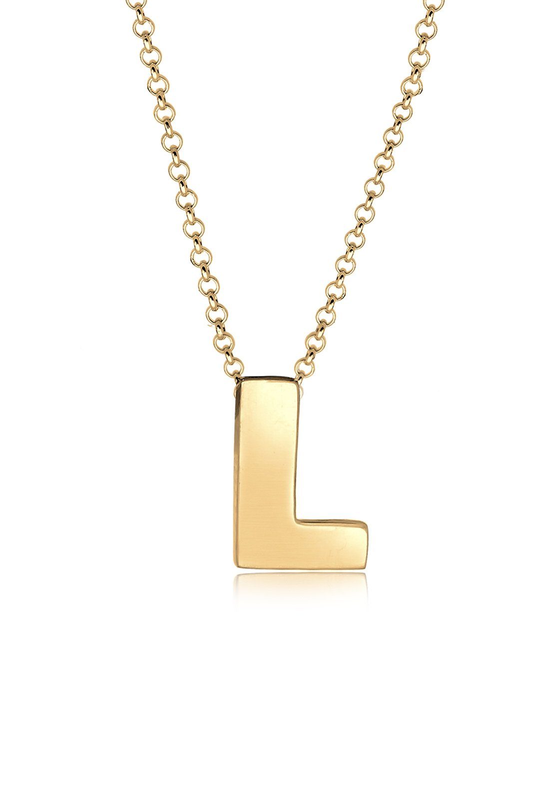 Elli Kette mit Anhänger Buchstabe L Initialen Trend Minimal 925 Silber Gold