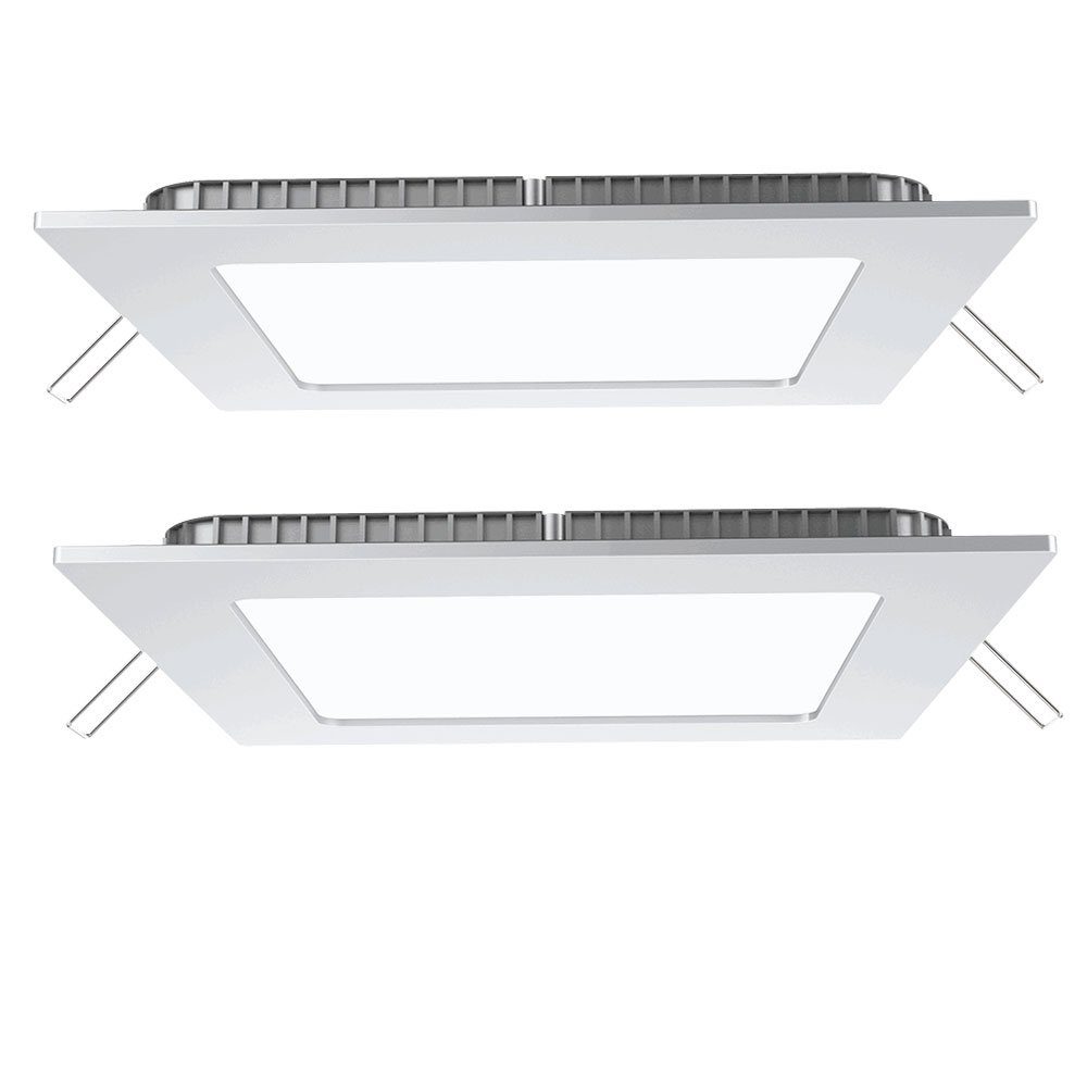 V-TAC LED Panel, LED-Leuchtmittel fest verbaut, Warmweiß, Panel Deckenleuchte Einbaulampe weiß Flurleuchte flach L 16 cm 2er Set