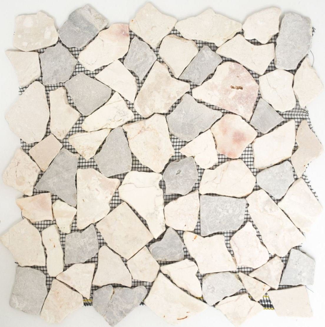 Mosani Mosaikfliesen Bruch Marmormosaik Mosaik mix grau beige matt / 10 Matten