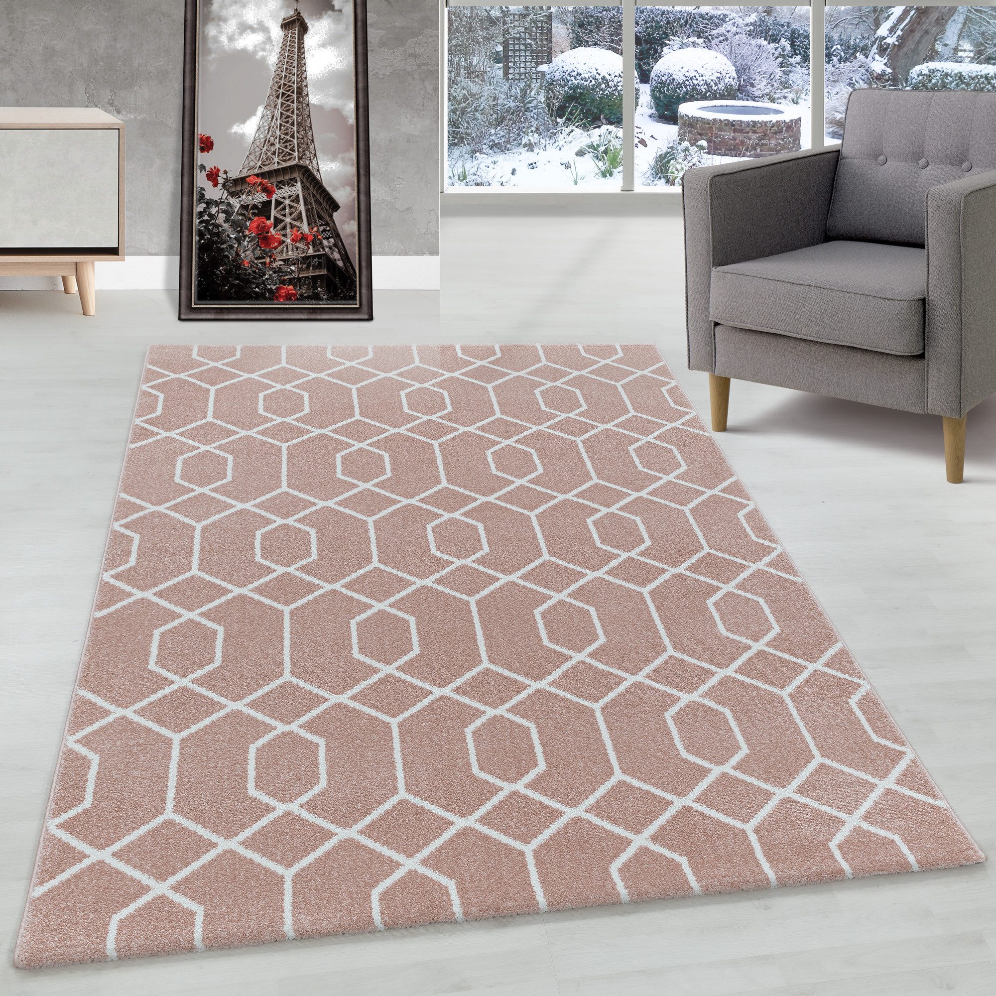 Carpettex Frisé-Teppich Geometrisch Design, Rechteckig, Höhe: günstig online kaufen