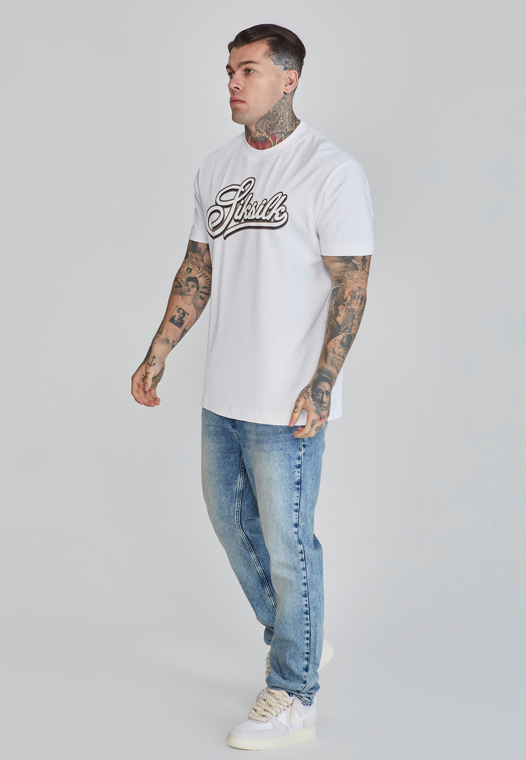 Siksilk T-Shirt SikSilk Herren Weißes Logo T-Shirt