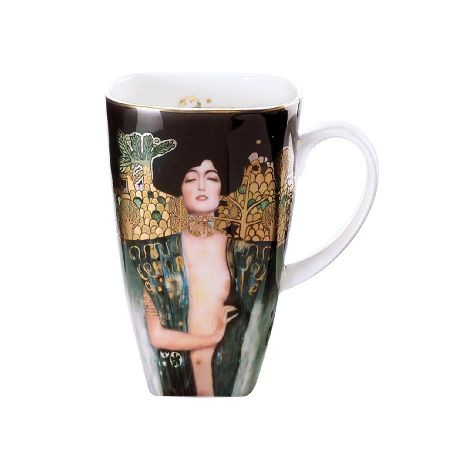 Goebel Tasse Gustav Klimt, Porzellan, Echtgolddekor, Gold, Judith I + Die Erfüllung, H: 14cm