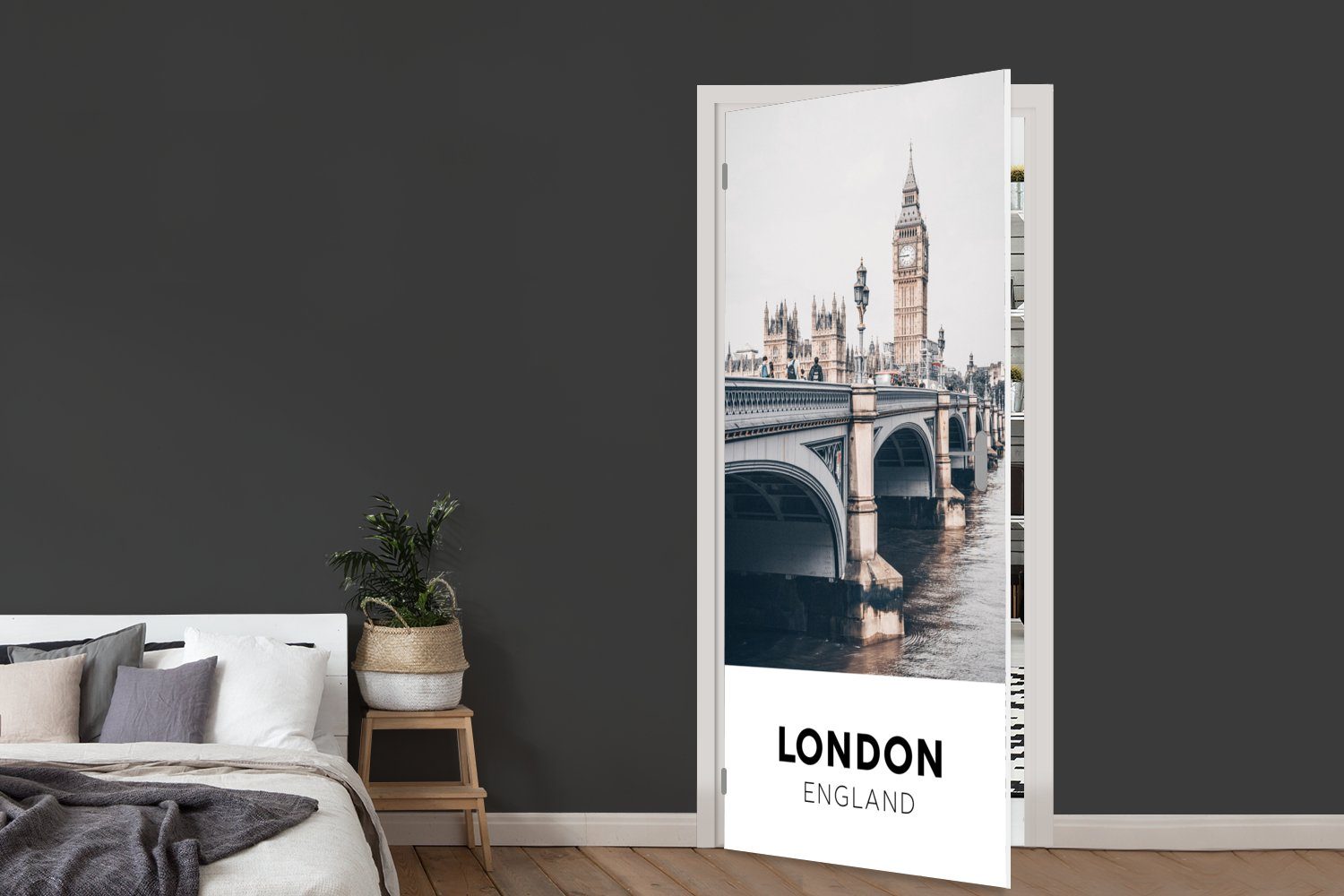 MuchoWow Türtapete England - London St), (1 Matt, - für 75x205 Turm, bedruckt, Fototapete Türaufkleber, cm Tür