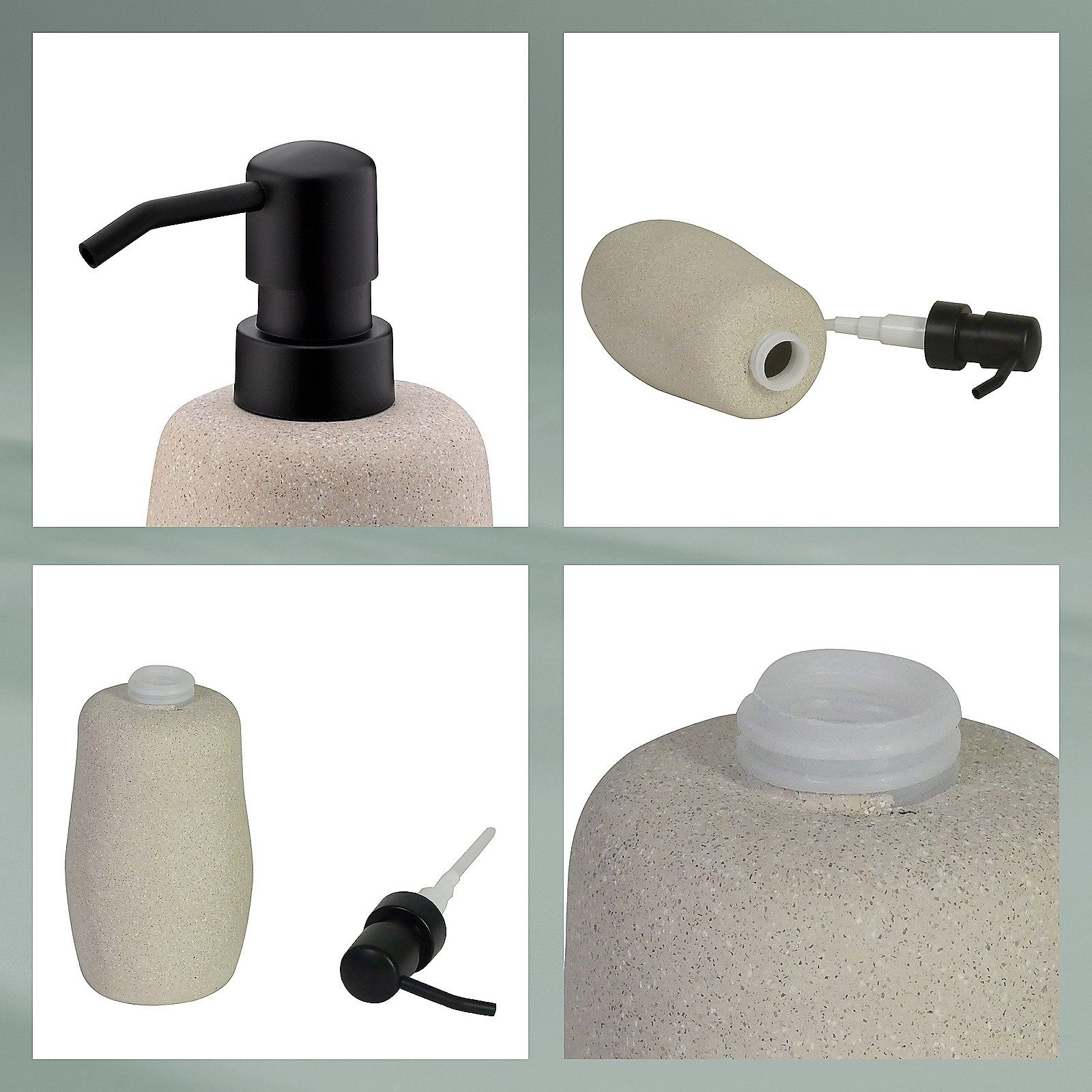 kela WC-Garnitur Roda, natürliche Steinoptik, 200 ml, leicht zu befüllen