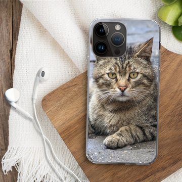 MuchoWow Handyhülle Katze - Tier - Braun - Mädchen - Kinder - Jungen - Kind, Handyhülle Telefonhülle Apple iPhone 14 Pro Max