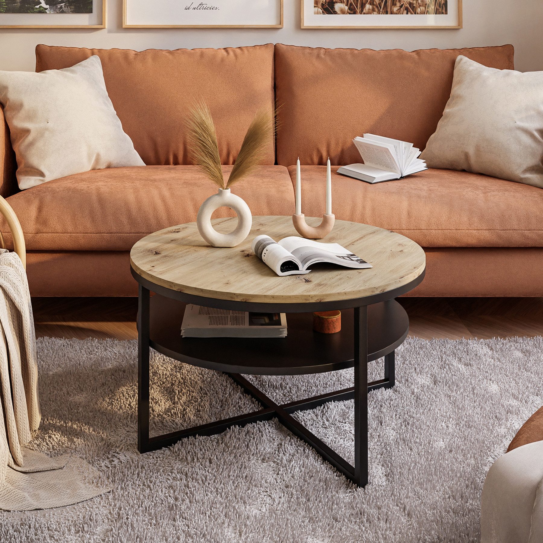 Lookway Couchtisch CIRI-X LOFT mit Ablage (1 Tisch), Durchmesser: ⌀ 70 cm, Höhe: 45,6 cm – Bild 3 von 4