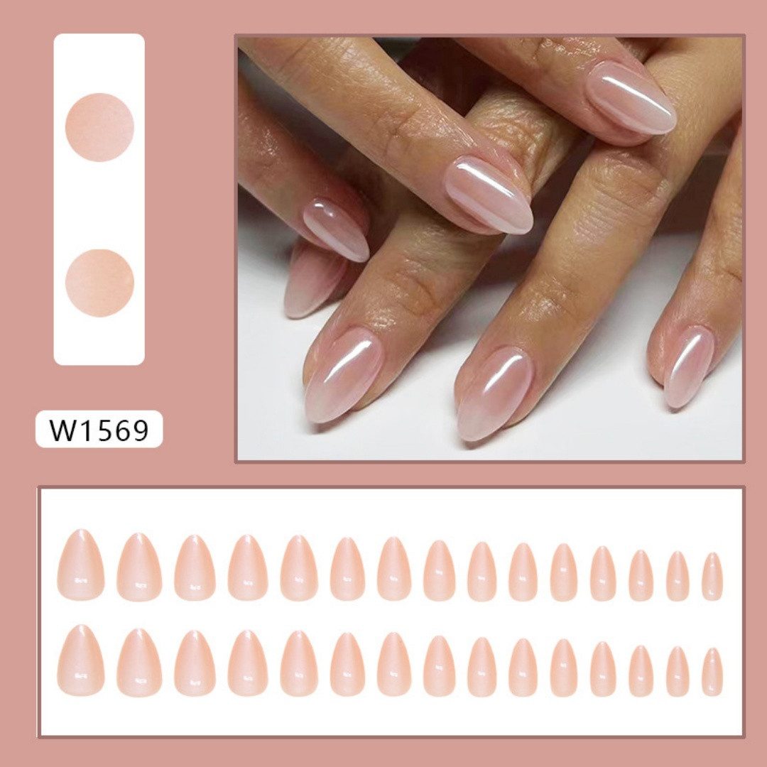 WowWoke Kunstfingernägel 30 Gradient Pink Nägel zum Aufkleben Kurz Mandel Press on Nails Oval, Set 1-tlg., wiederverwendbar für elegante Nägel, Kann selbst aufg – Bild 2 von 5
