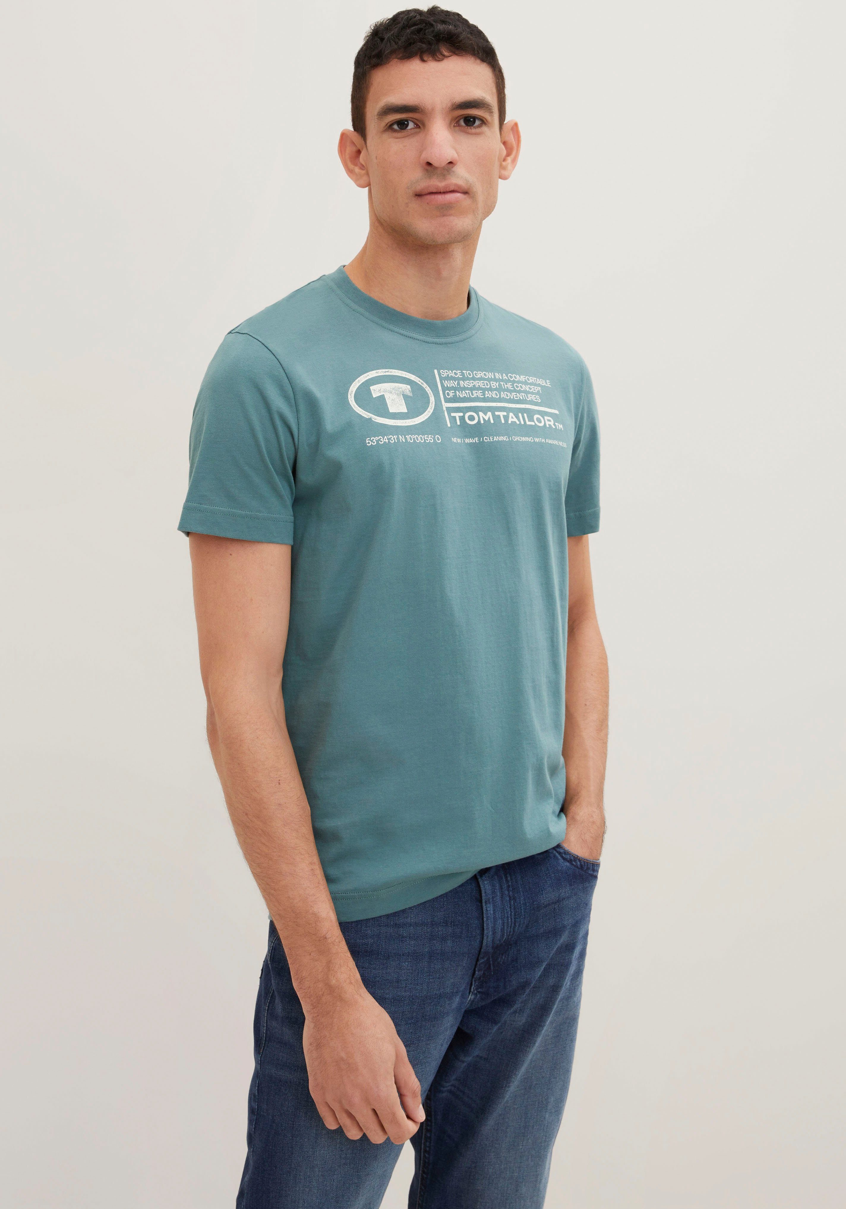 Tailor Herren bluis deep T-Shirt Print-Shirt TAILOR Frontprint TOM Tom