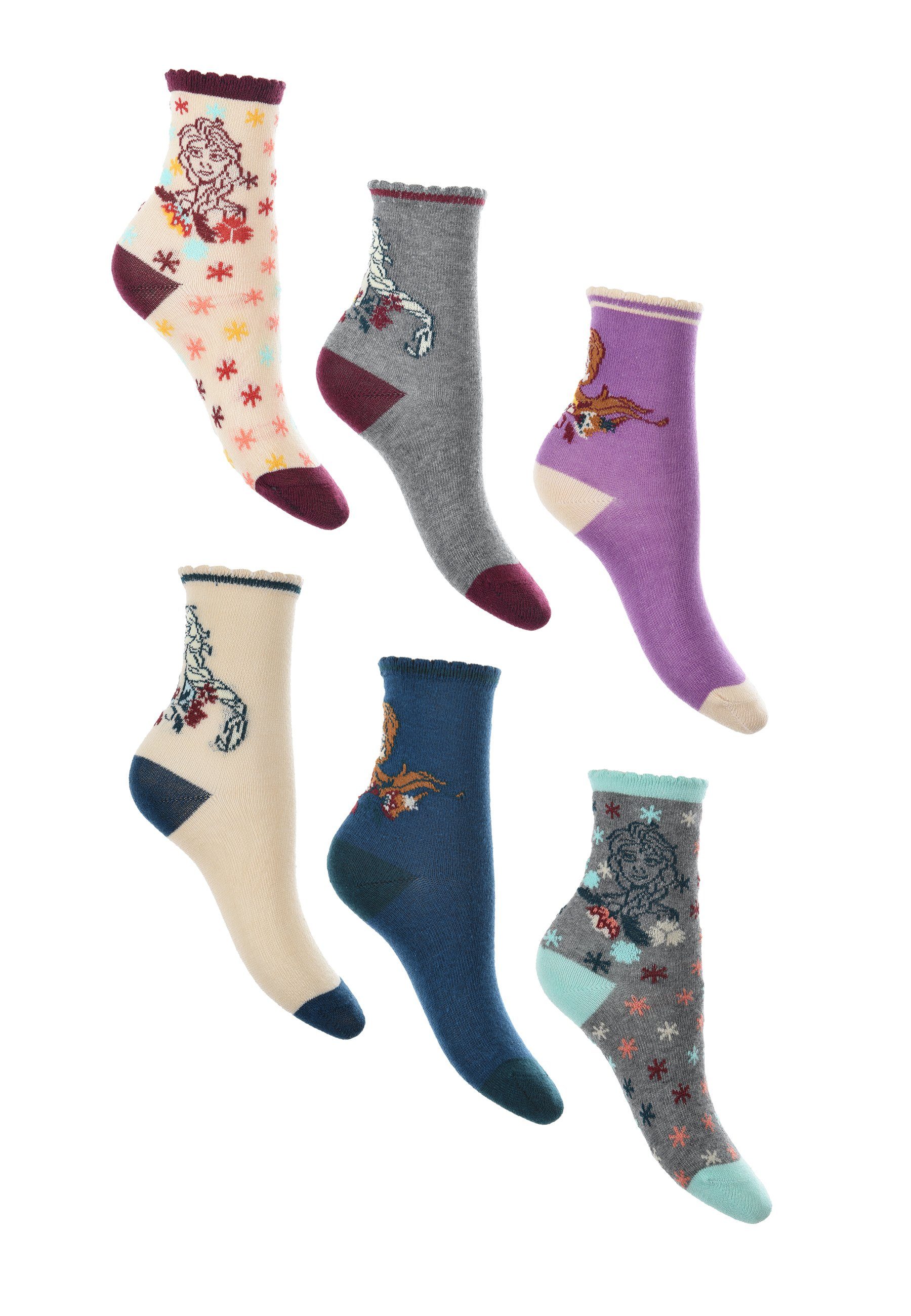 Disney Frozen Socken Kinder Mädchen Strümpfe Socken (6-Paar)