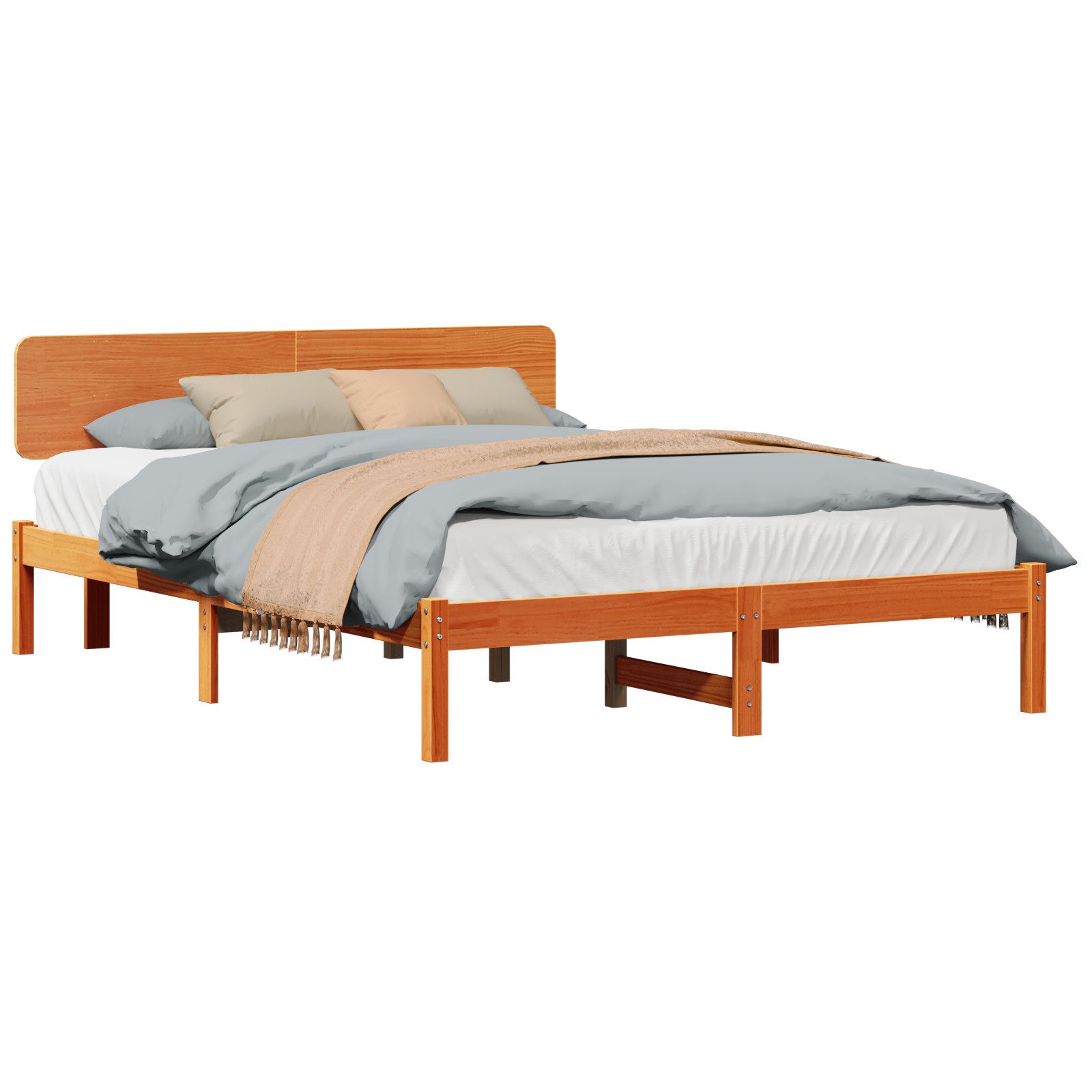 vidaXL Bett Bettgestell mit Kopfteil Wachsbrown günstig online kaufen