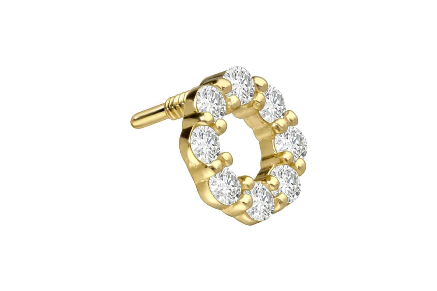 PIERCINGLINE Piercing-Set 18 Karat Gold Schraubaufsatz mit Außengewinde DIAMANT-KREIS (Schraub-Aufsätze, 1-tlg)