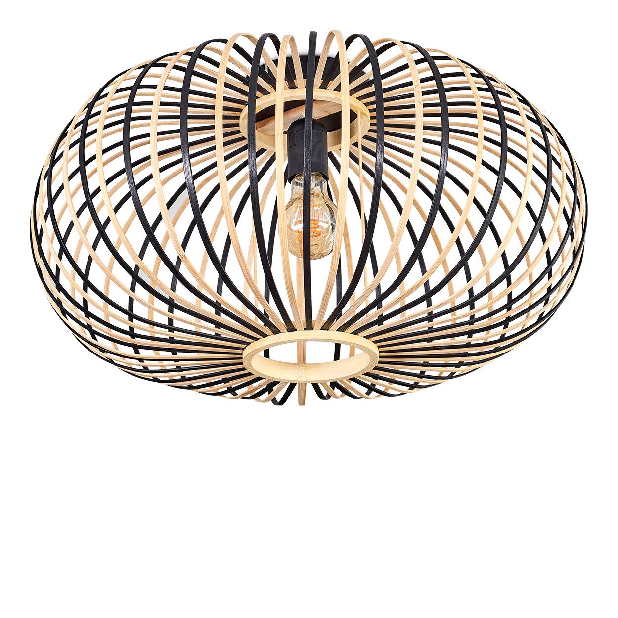 hofstein Deckenleuchte Deckenlampe aus Metall/Bambus in Schwarz/Natur, Leuc günstig online kaufen