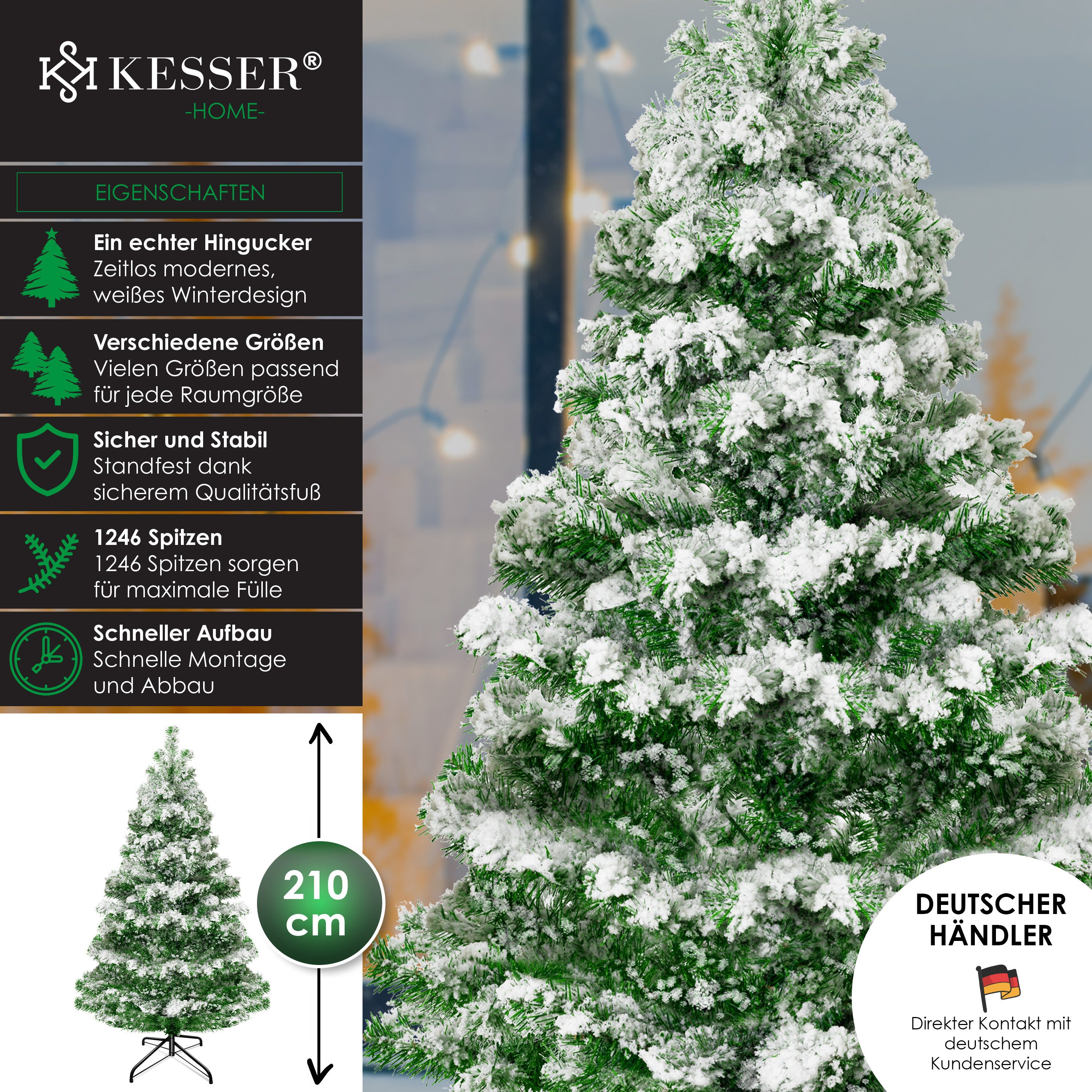 KESSER Künstlicher Weihnachtsbaum, Weihnachtsbaum künstlich Tannenbaum Edeltanne Spritzguss PE