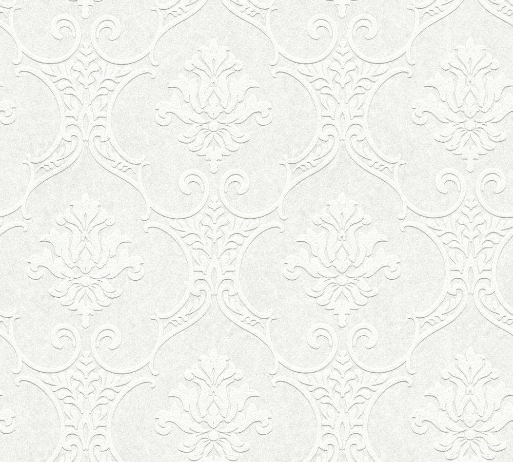 Ornament Meistervlies, A.S. Barock, Création Überstreichbar Weiß Tapete Barock Vliestapete