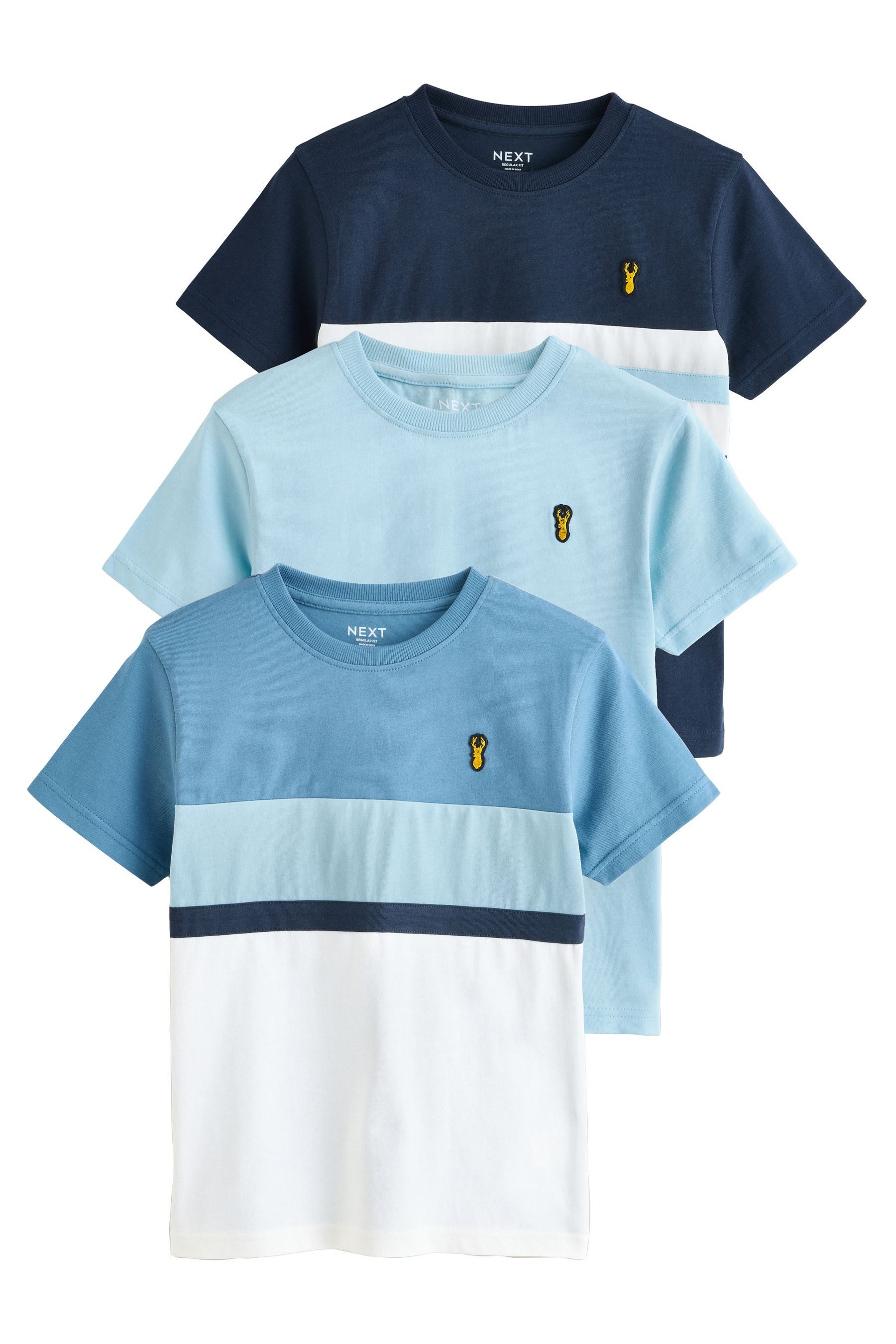 T-Shirt 3er-Pack Regular Fit Kurzarm-T-Shirts, Farbblock