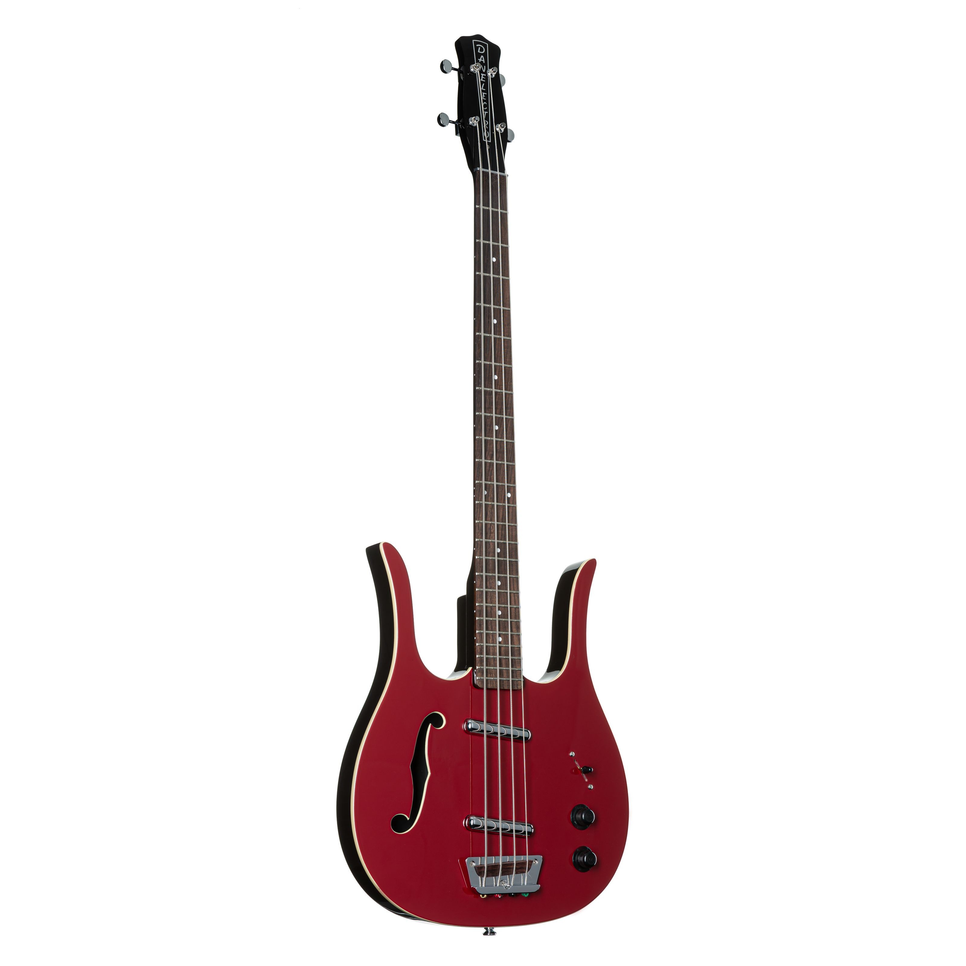 Danelectro Halbakustik-Bass, Halbakustik-Bässe, Halbakustik-Bässe für Rechtshänder, 58 Longhorn Bass F-Hole Red Hot - Rechtshänder Halbakustik-Bass
