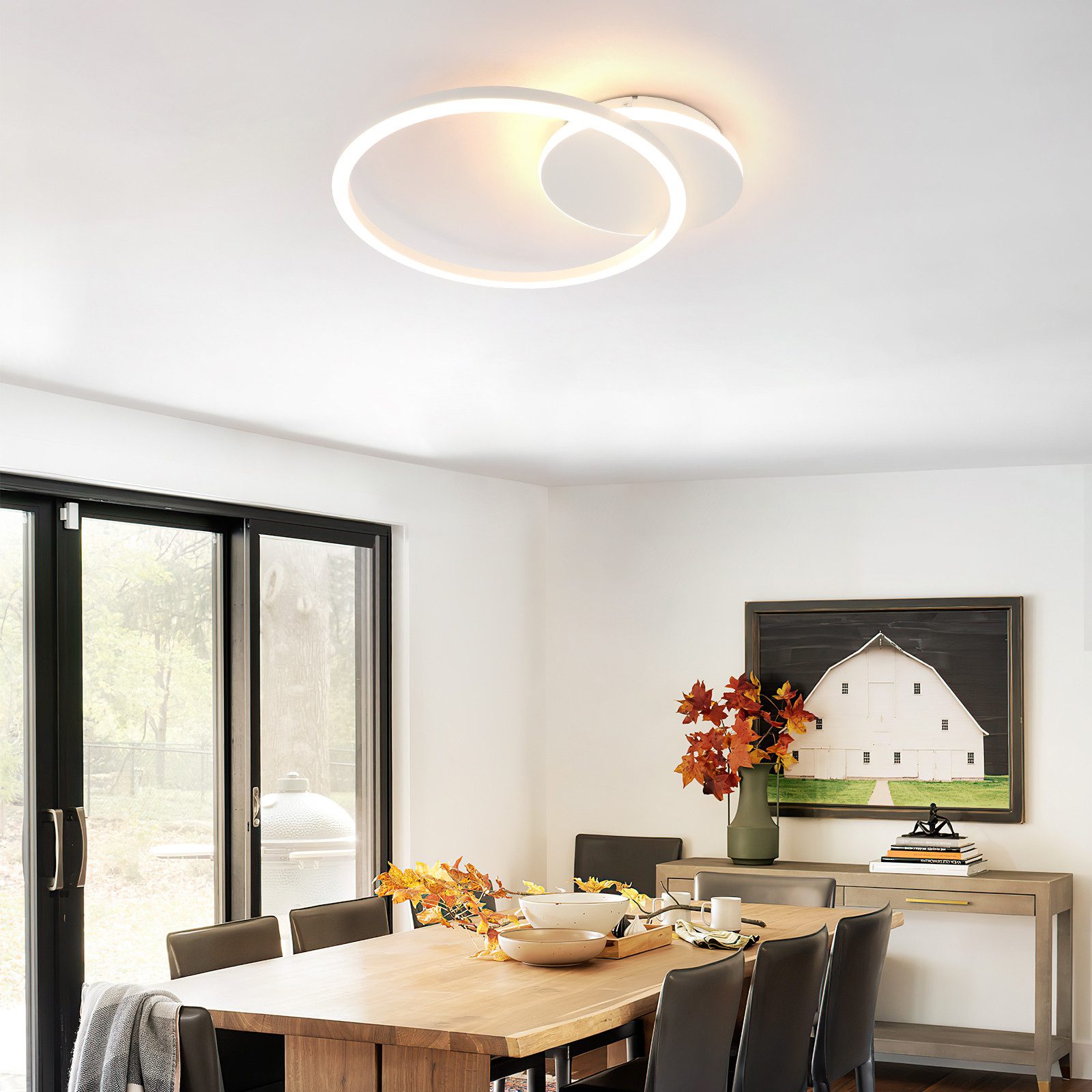 Nettlife LED Deckenleuchte Wohnzimmer 24W Schwarz Modern 2-Ringen 3000K War günstig online kaufen