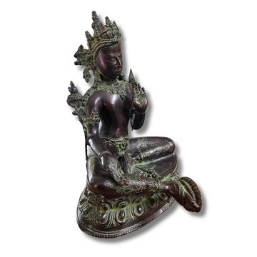 Asien LifeStyle Buddhafigur Grüne Tara Buddha Figur aus Bronze, Tibet/Nepal