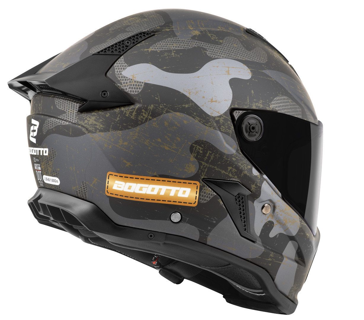 Bogotto Motorradhelm Rapto Camo Helm, vorbereitet für Kommunikationssystem