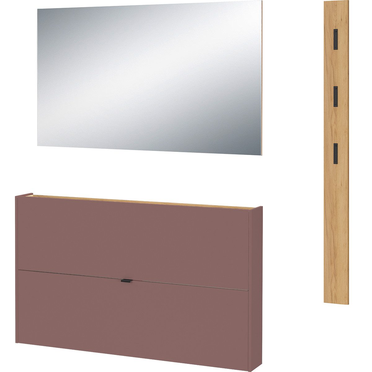 GERMANIA Garderoben-Set GW-Ameca, (3-St), Garderoben-Set aus Schuhschrank, Spiegel und Garderobenpaneel
