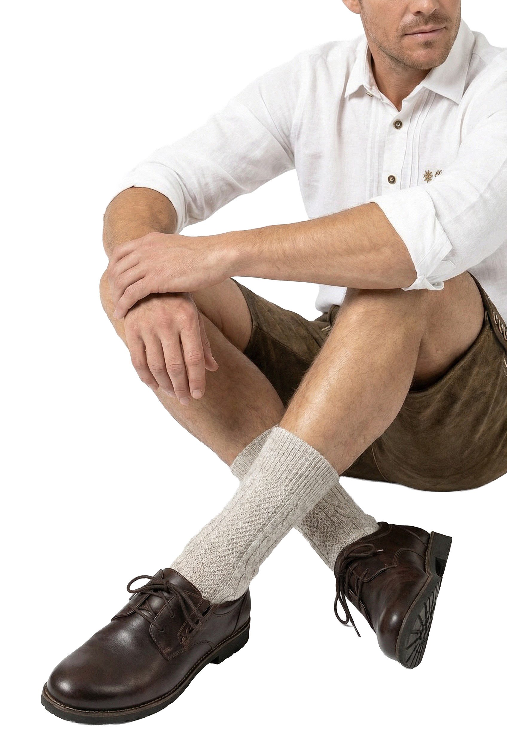 Moschen-Bayern Trachtensocken Trachtensocken Trachtenstrumpf Herren Trachtenstümpfe Socke Kurz Beige Zopfmuster