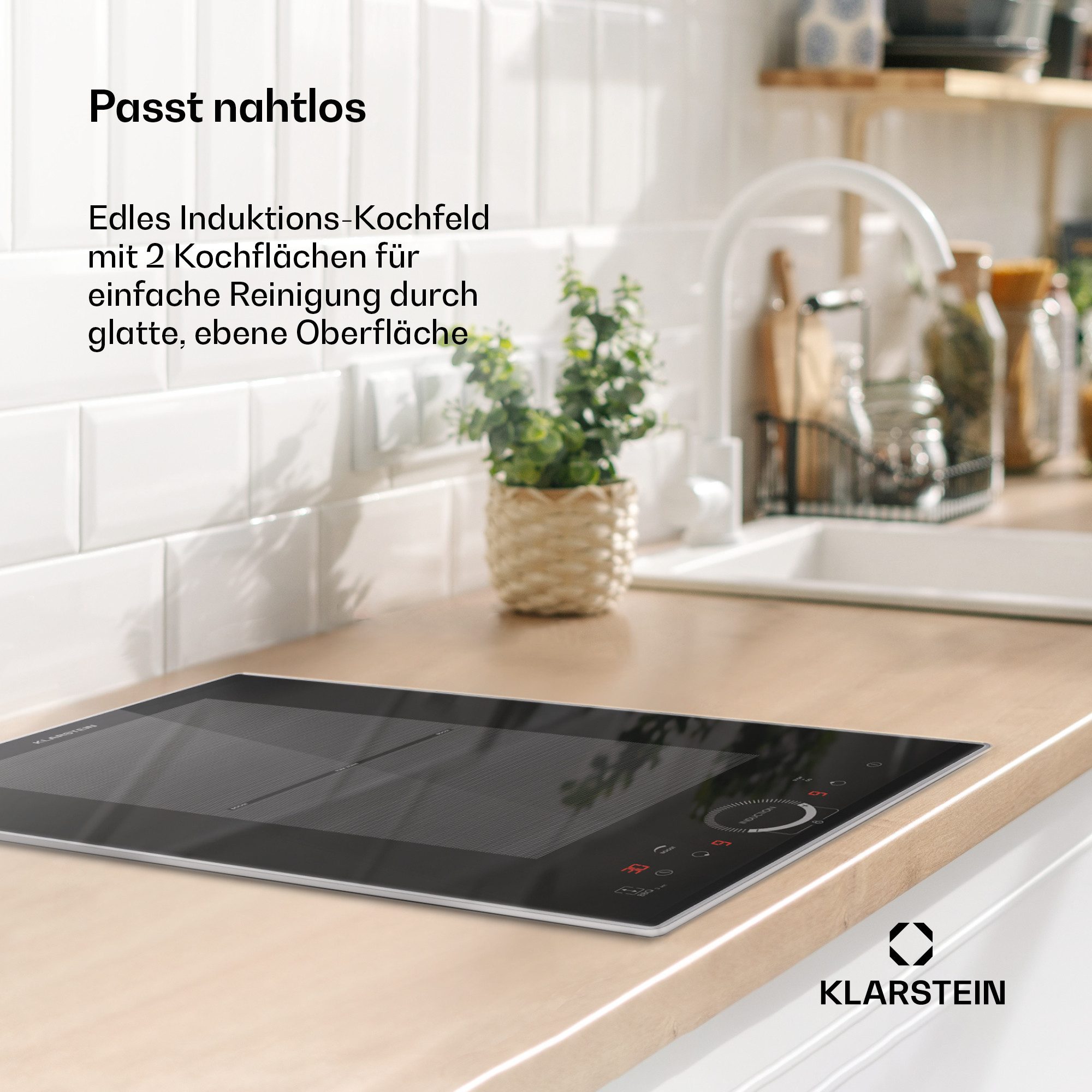 Klarstein Induktions-Kochfeld Delicatessa Domino Prime, Kochfelder Induktion Hob Einbau Flex 2 Zonen 3500 W