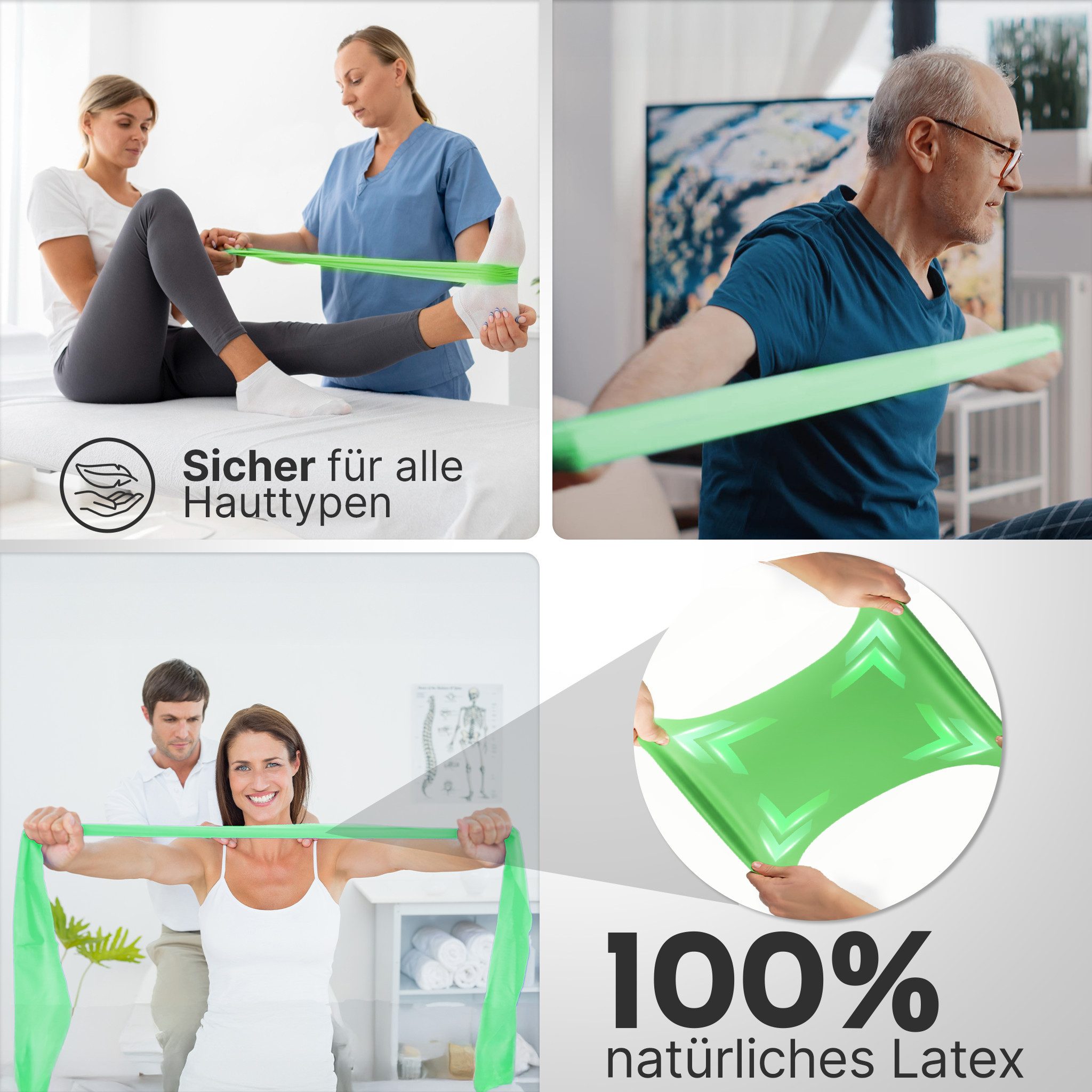 NEOLYMP Physiobänder Widerstandsbänder 15 cm breit - reißfeste Fitnessbänder aus TPE, Flossing Band - elastische Resistance Bands für Krafttraining, Physio