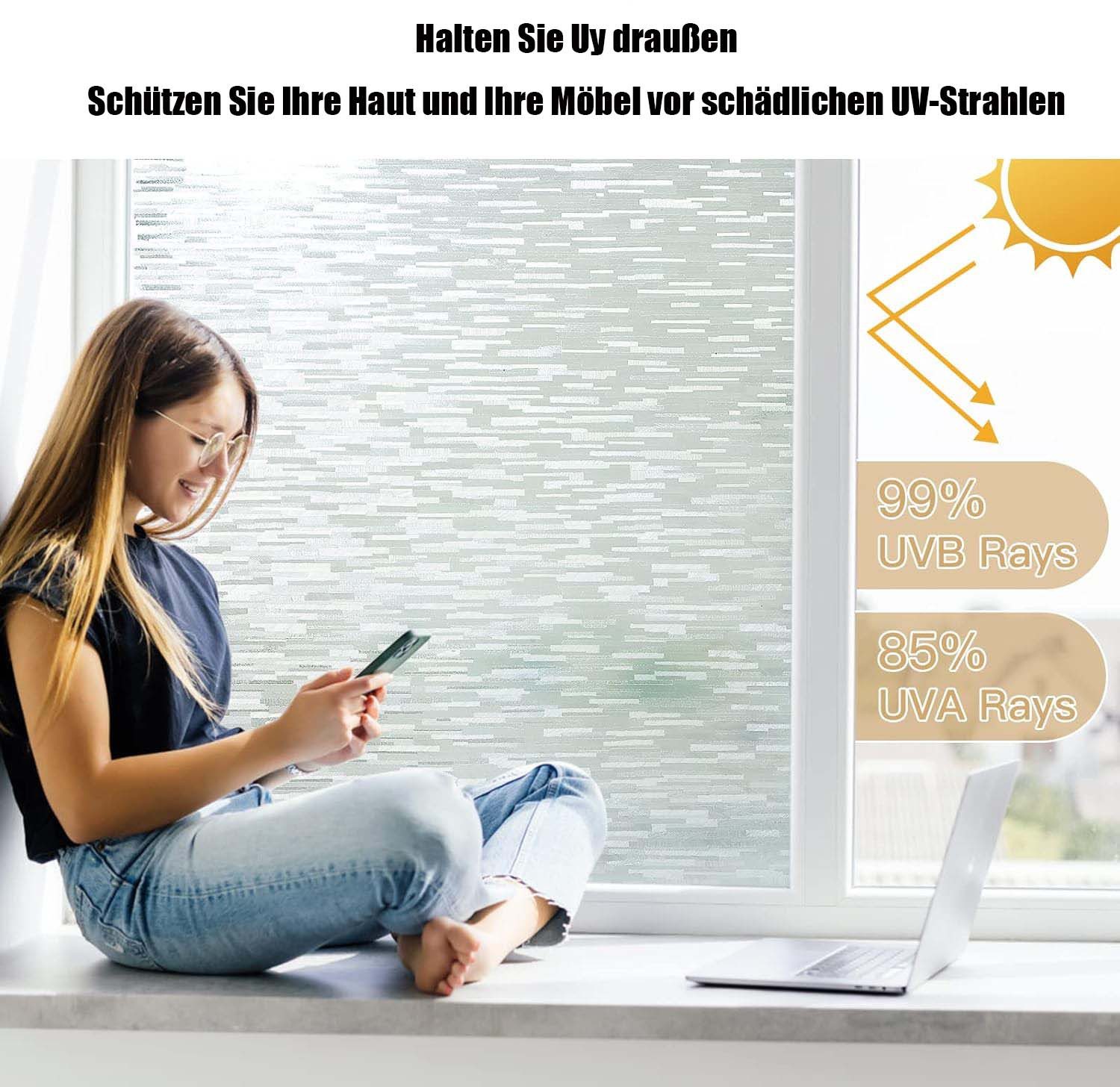 Coonoor Fensterfolie Selbsthaftend Sichtschutzfolie Fenster 3D günstig online kaufen