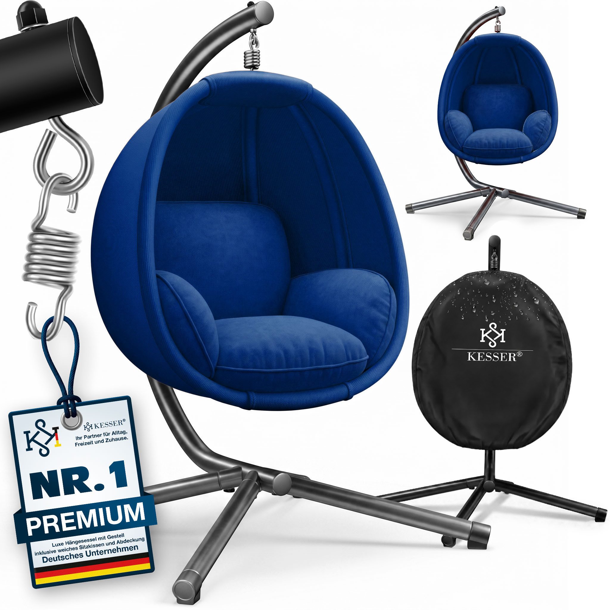 KESSER Hängesessel, Luxe Hängesessel mit Gestell weicher Sitzkissen