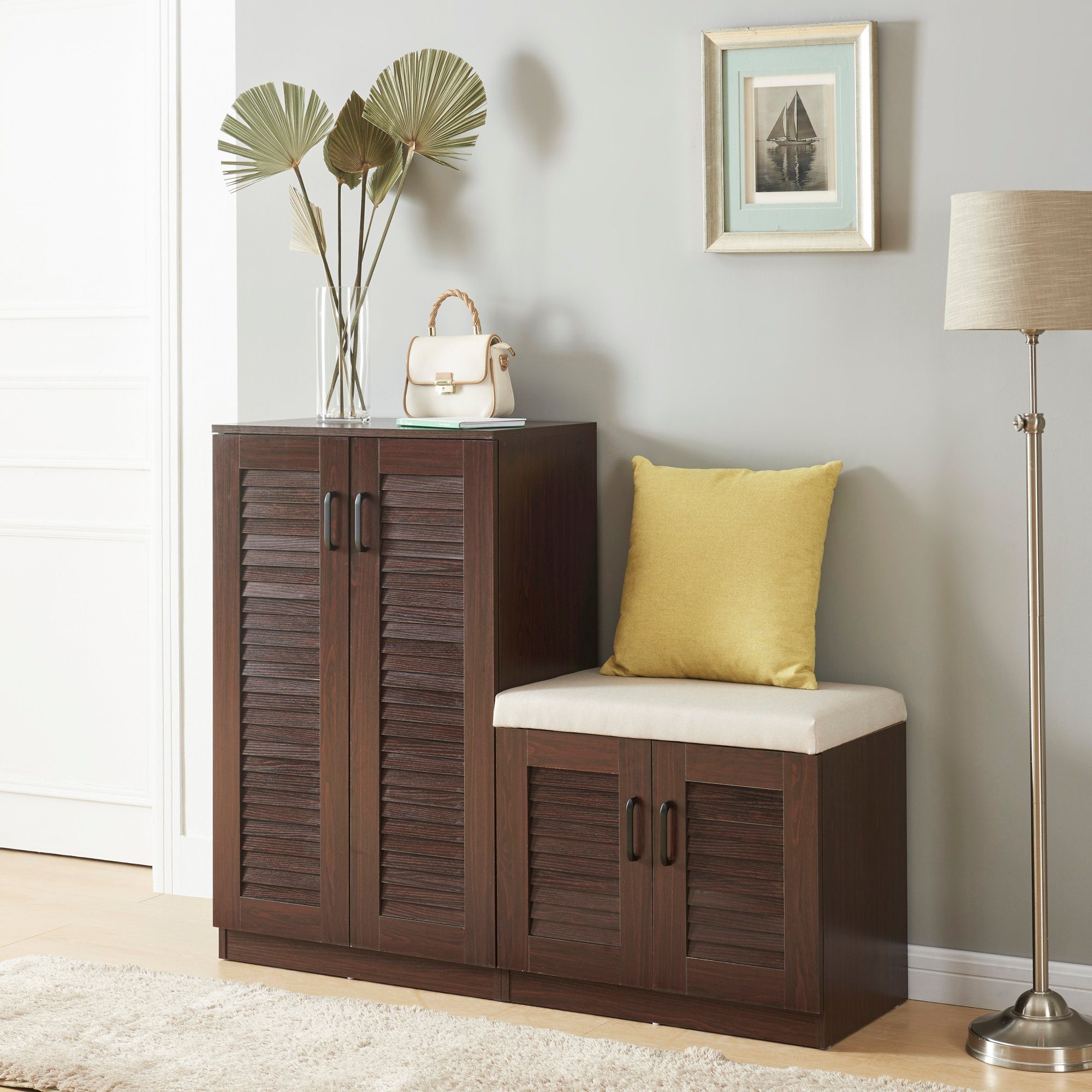 en.casa Schuhschrank »Løten« 120 x 36 x 97cm mit Sitzbank Wenge günstig online kaufen