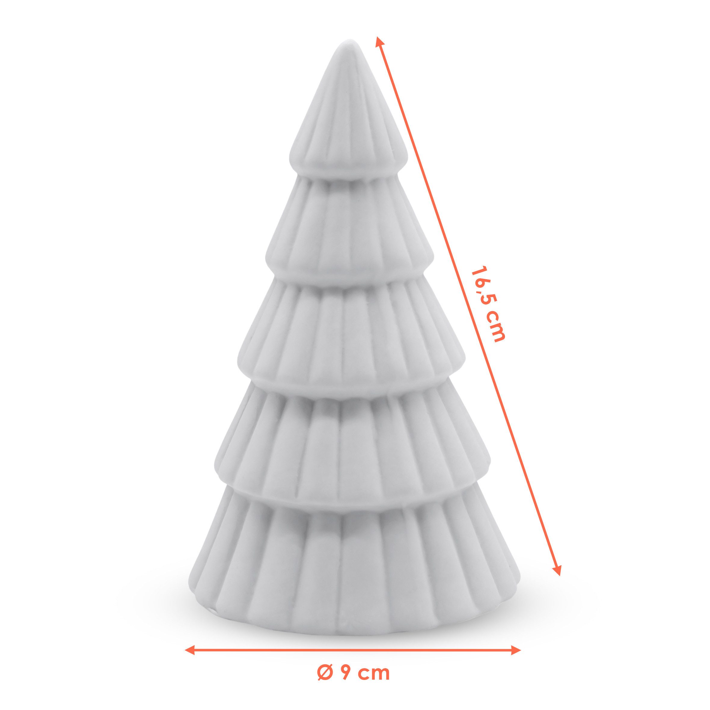 Spetebo LED-Dekofigur LED Porzellan Weihnachtsbaum matt weiß (Anzahl, 1 St., Stück), verstecktes Batteriefach