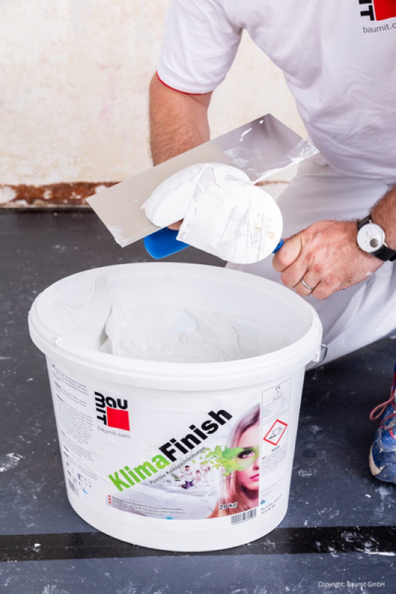 baumit Spachtelmasse Baumit KlimaFinish Spachtelmasse auf Kalkbasis weiß 20 kg, Pastös, naturweiß, Kalkspachtelmasse, Innenbereich