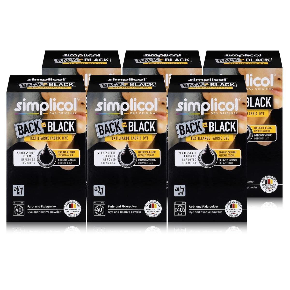 simplicol Textilfarbe Simplicol Textilfarbe Back to Black 400g - Erneuert die Farbe (6er Pac