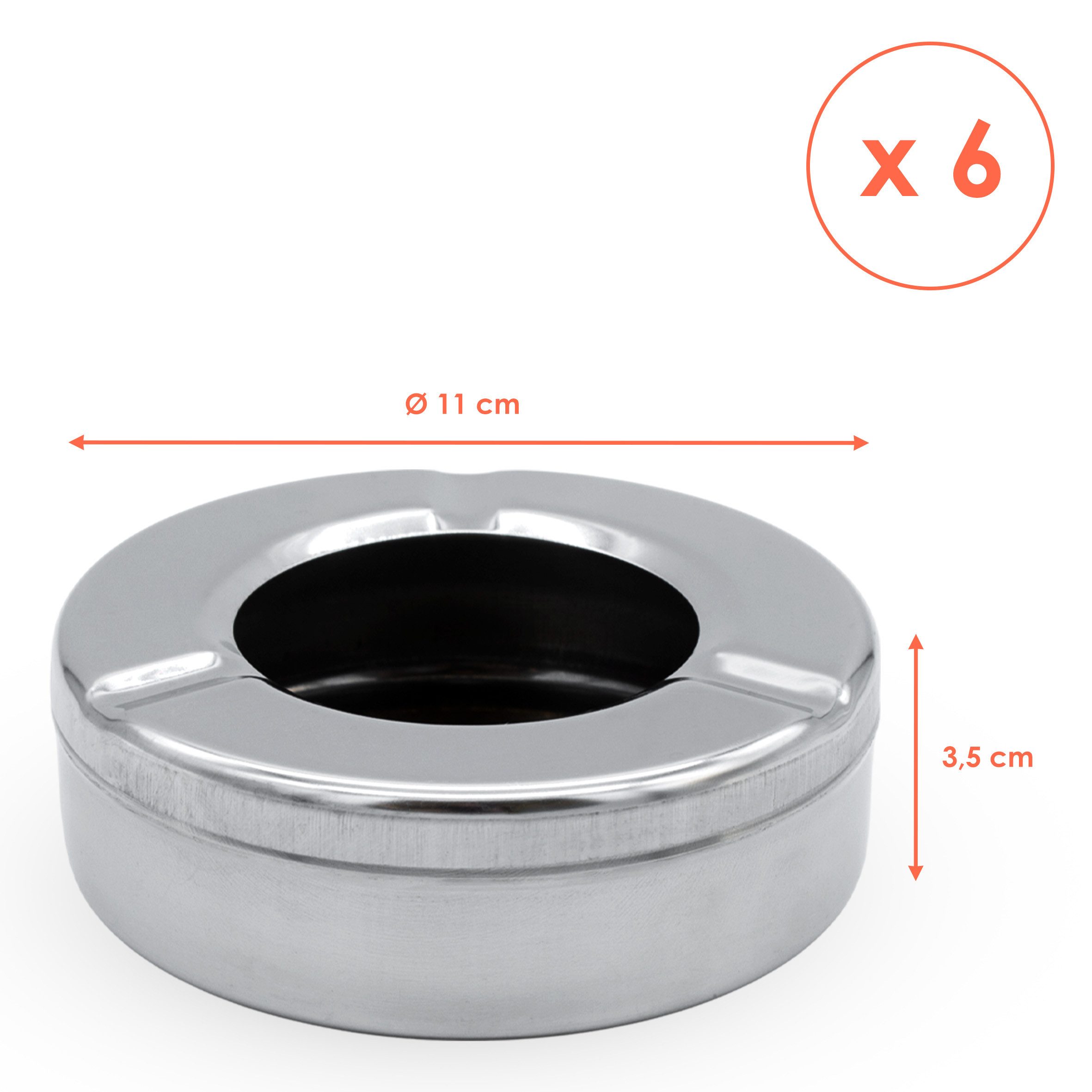 Spetebo Aschenbecher Edelstahl Sturmaschenbecher rund 11 cm mit abnehmbarem Deckel, abnehmbarer Windschutz