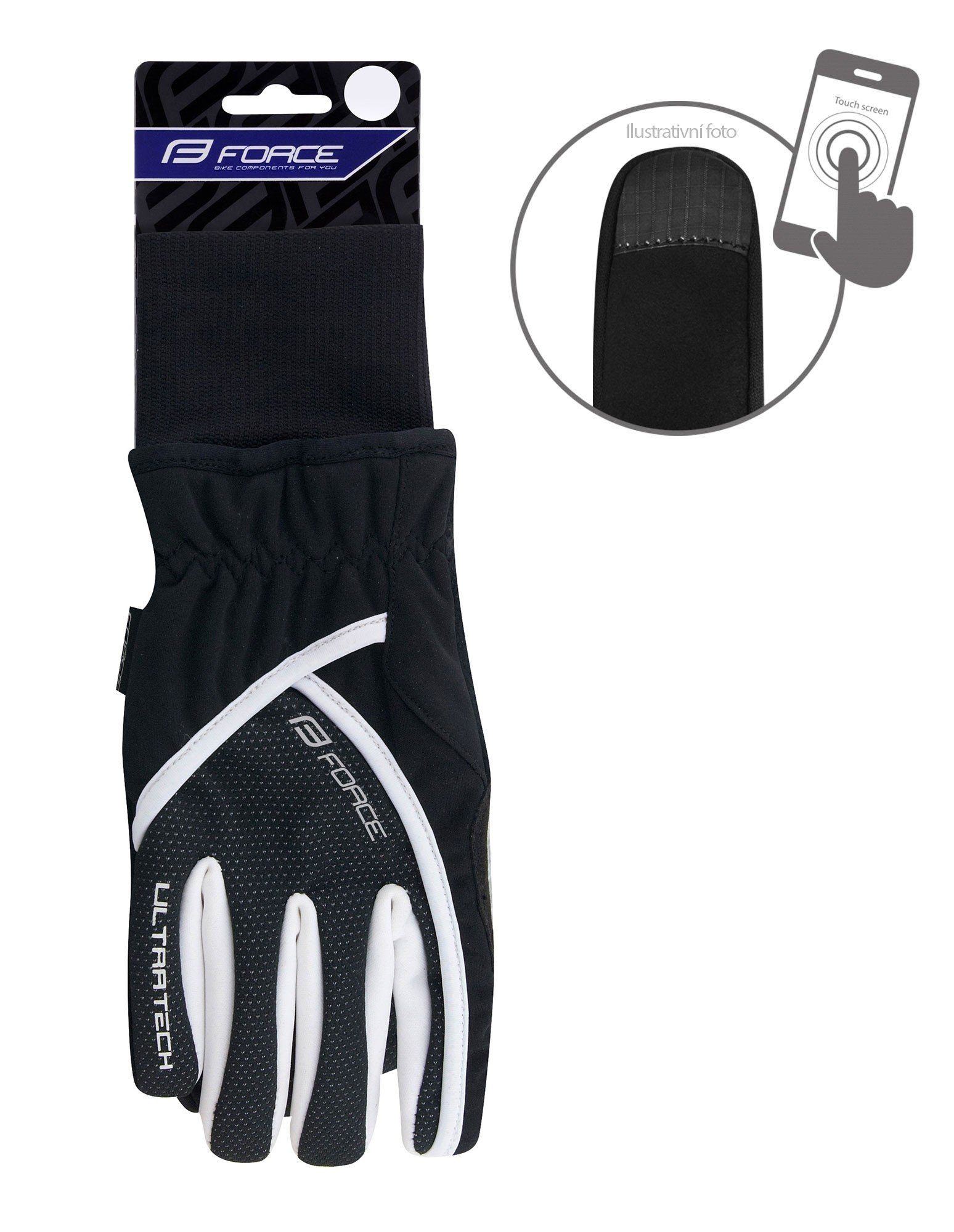 FORCE Fahrradhandschuhe Handschuhe FORCE ULTRA TECH schwarz 0 °C bis +5 °C %%% *