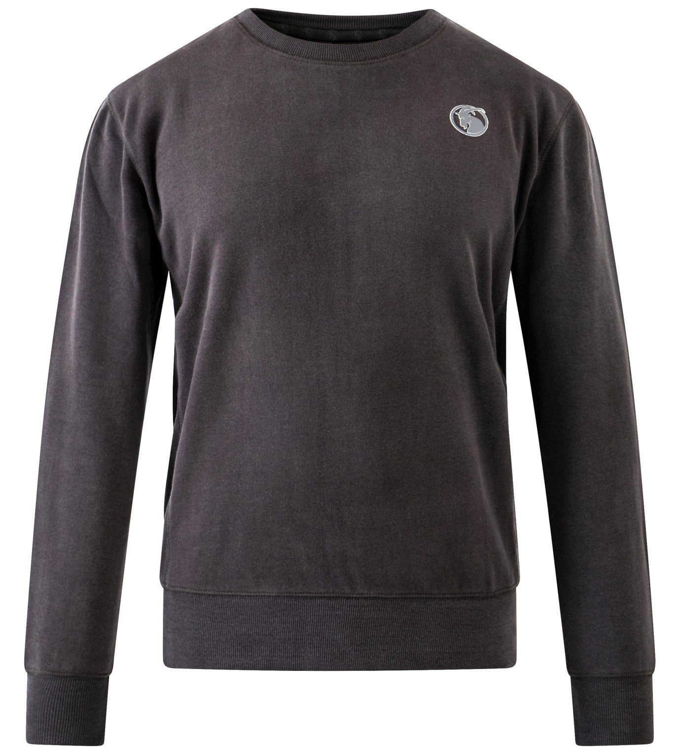5XL, Rockwear Sweatshirt Capricorn Rubberprint eingenähter S Größen von darkgrey Seitlich vintage Dulais bis Rippstoff, Mit
