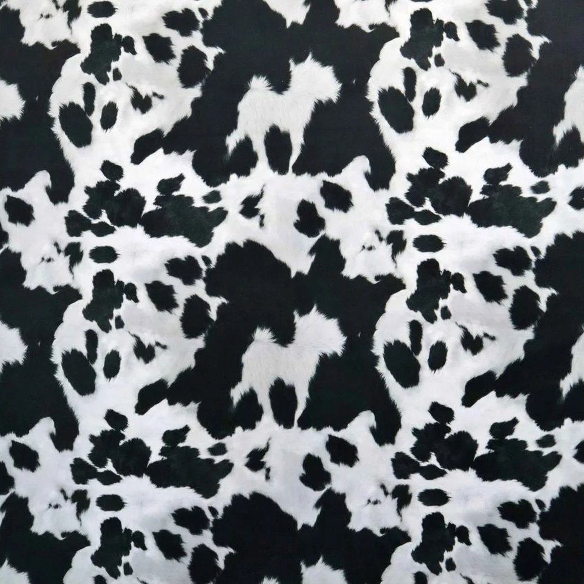 Stofferia Stoff Polsterstoff Samt-Digitaldruck Kuh Schwarz-Weiß, Breite 140 cm, Meterware