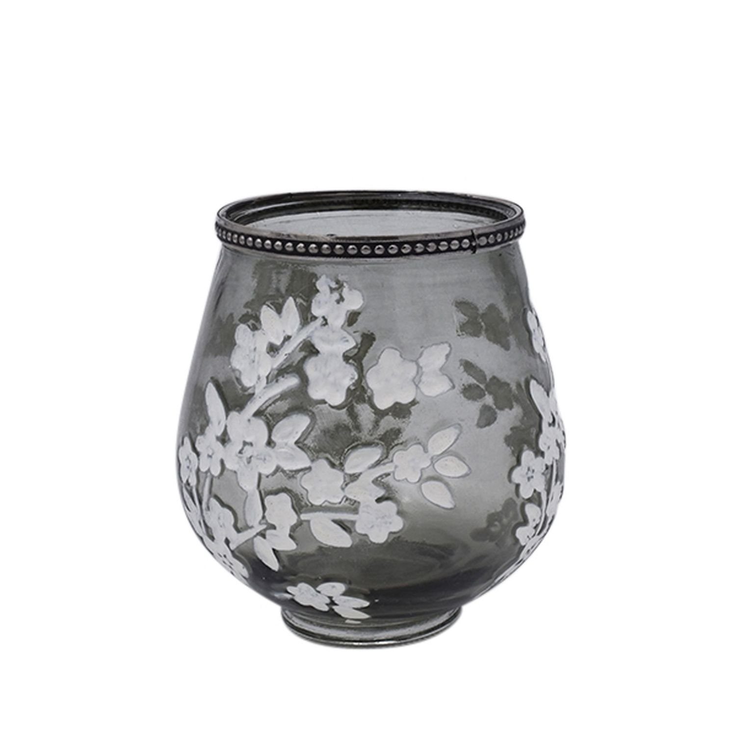 Glas/Metall grau/weiß cm Sakura - Voß 12,5x13,5 Werner Windlicht - Windlicht -