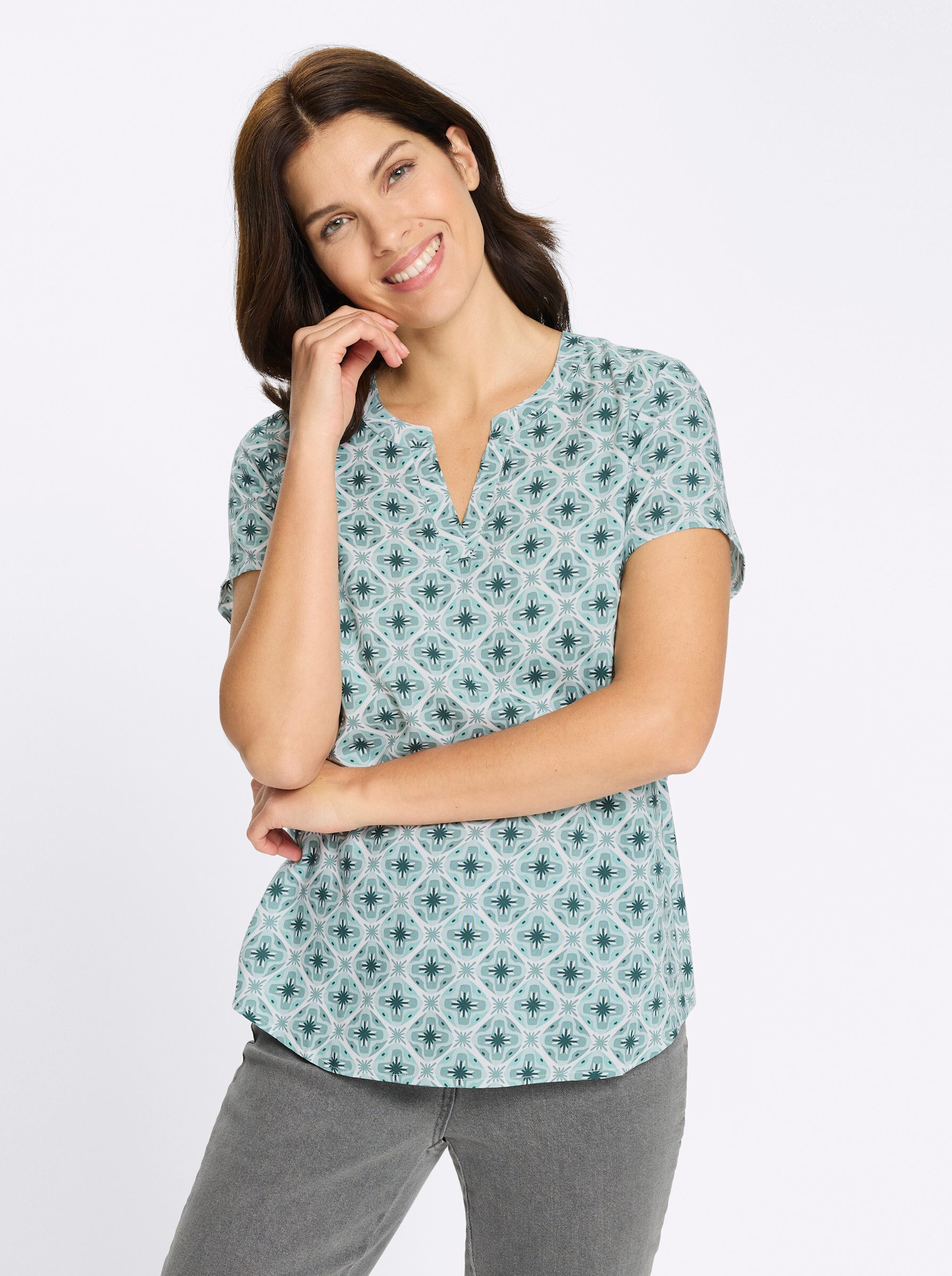 Sieh an! Klassische Bluse Schlupfbluse Kurzarm