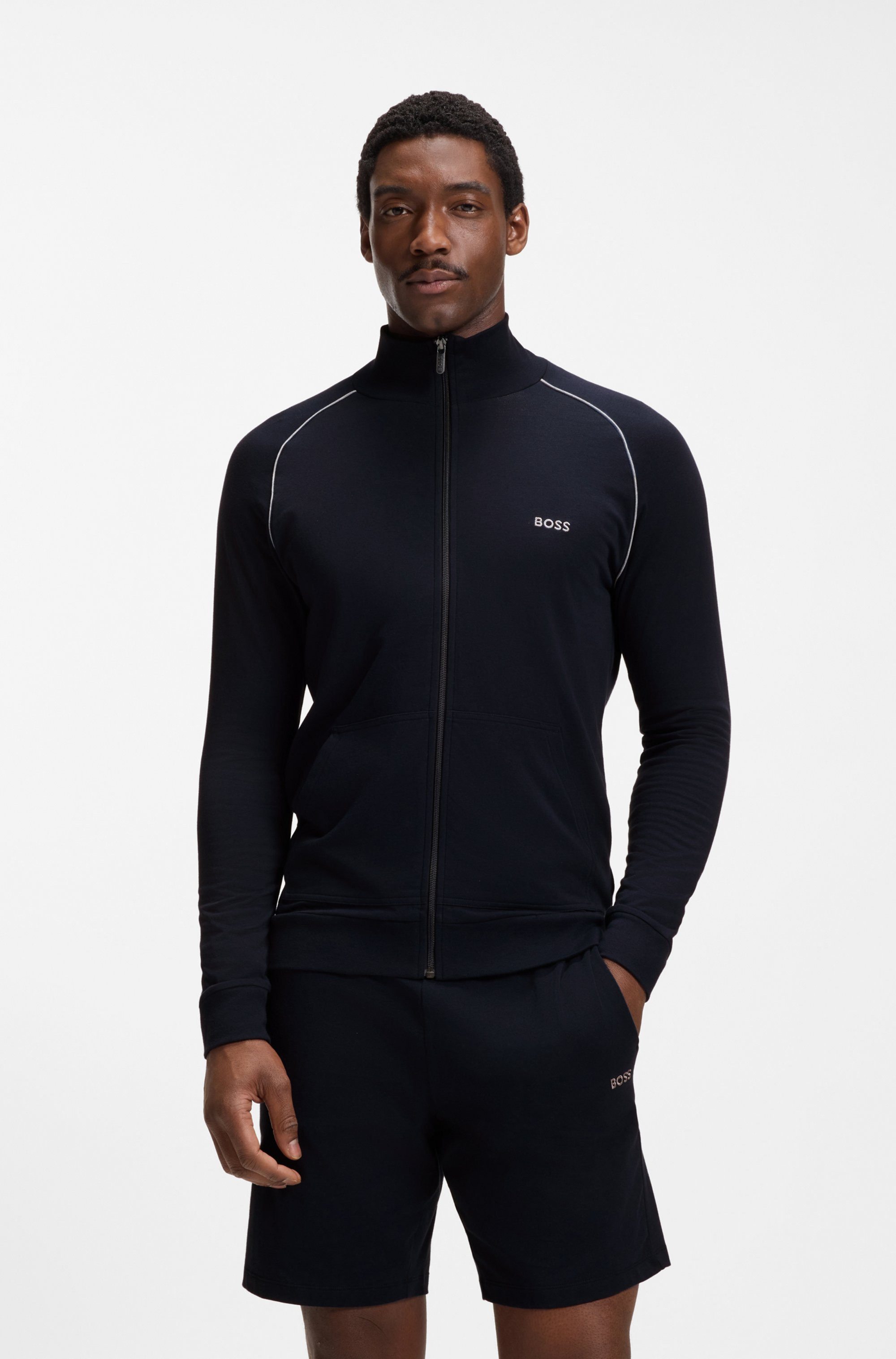 BOSS Sweatjacke Mix&Match Jacket Z mit Kontrastnaht am Ärmel