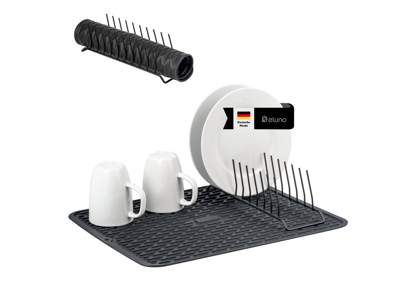 eluno Abtropfmatte Abtropfmatte mit Abtropfgestell, rutschfest Silikon 33,5 x 43 cm