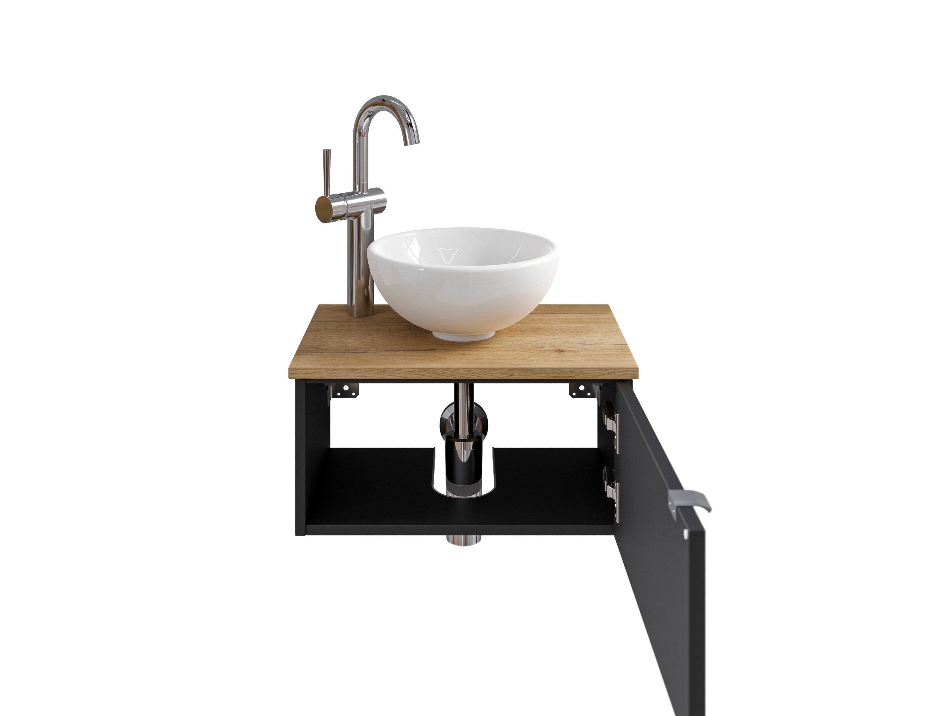 PELIPAL Badmöbel-Set Waschtisch-Set Serie 6915: Keramik-Aufsatzbecken und Unterschrank