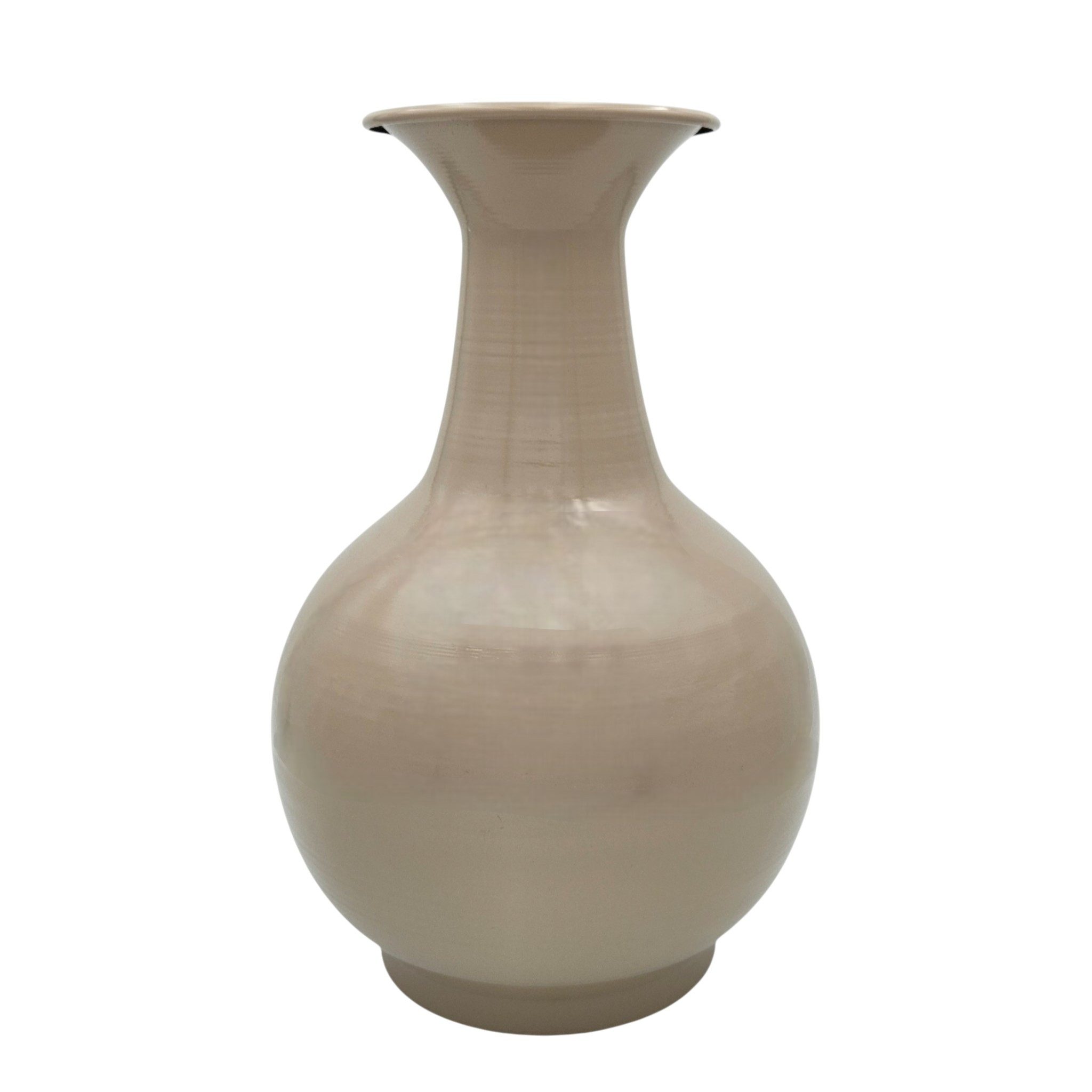 Meinposten Dekovase Vase Blumenvase XXL Metallvase Beige Braun 38x25 Retro Blumengefäß (1 St)