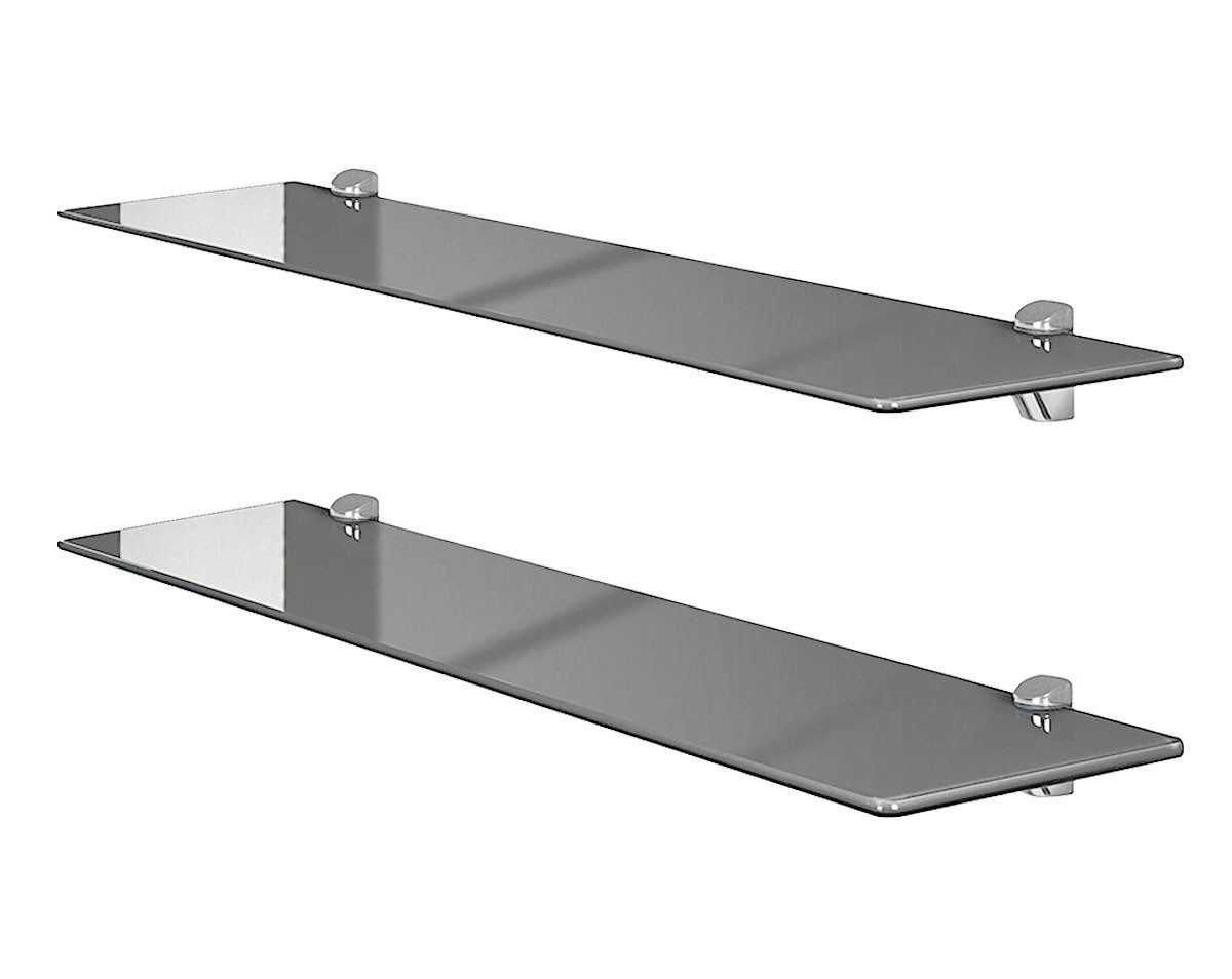 einfachgutemoebel Waschtisch-Set SET Glasregal aus Sicherheitsglas grau 80cm / 2 Stück, (Glasregal, 1-St., Glasregal)
