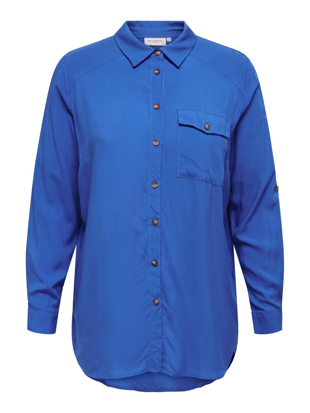 [Kostenloser Versand landesweit] ONLY CARMAKOMA Blusenshirt Lange CARDENIZIA Bluse 4483 Shirt Übergrößen Size Blau Tunika Plus in Hemd