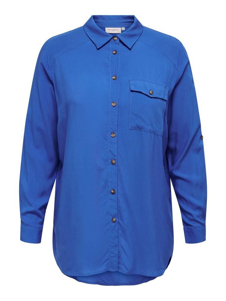 ONLY CARMAKOMA Blusenshirt Lange Hemd Bluse Plus Size Übergrößen Tunika  Shirt CARDENIZIA 4483 in Blau | 